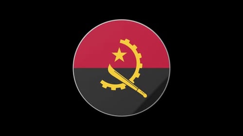3D Metallic Spinning Angola Flag Circle Icon Animation