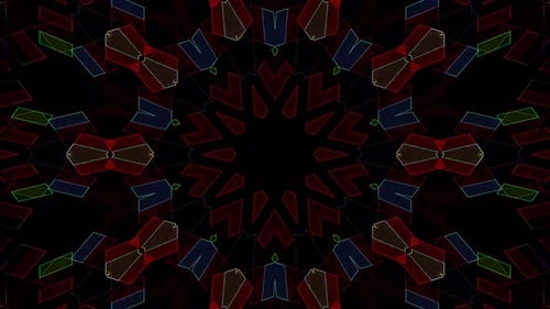 Colorful Geometric Glowing Kaleidoscope Abstract Background Loop