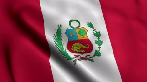 Peru National Flag Waving in Realistic Fabric Animation