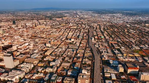 Vast panorama of Los Angeles, California, USA with mainly low-rise architecture