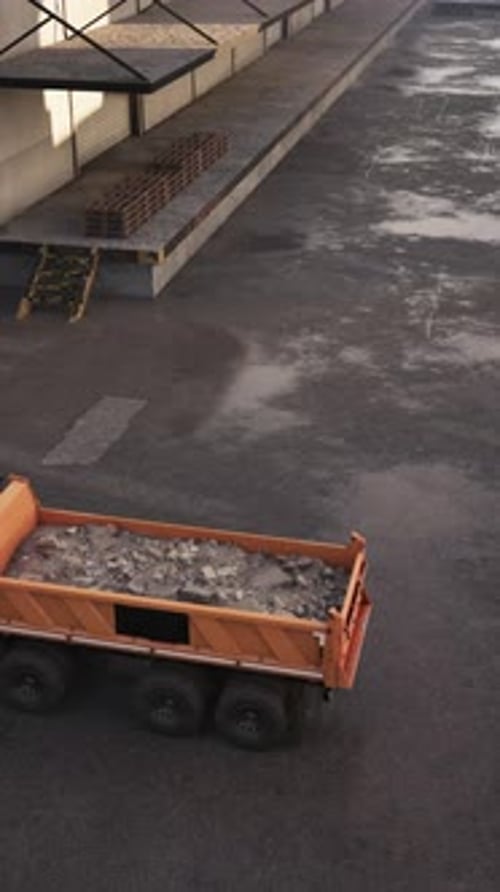 Dump Truck Parked on Side of Road