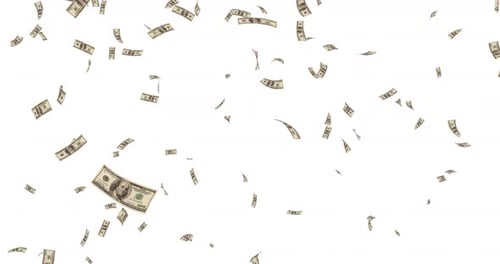 Raining money fall money green screen alpha overlayer 100 dollars business