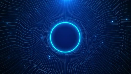 Abstrakter Technologie-Hintergrund Glitzerpartikel Cyber Space Shape Tunnel Futuristische abstrakte Ui-Karte