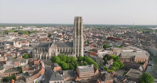 Going closer towards the St. Rumbold's Cathedral in Mechelen, Belgium