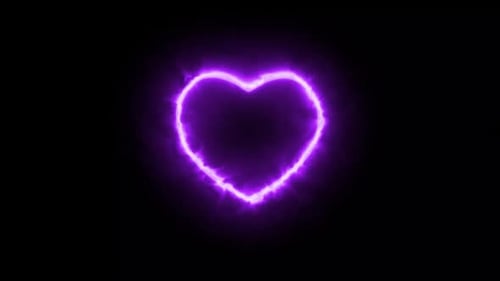 Flickering Neon Purple Heart Outline Loop