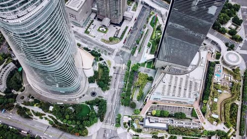 Cinematic And Majestic View Of Shanghai Cityscape, China