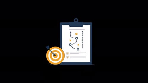 Business Strategy Plan with Target and Checklist Flat Design Animation