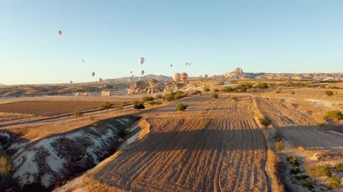 hot air balloons Cappadocia, Turkey. Amazing from bird's eye view