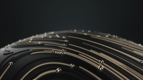 Dynamic Abstract Background of Flowing Lines and Spheres