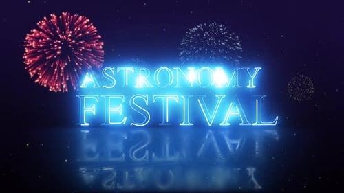 Vibrant Neon Astronomy Festival Opener with Fireworks