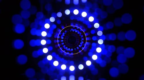 Hellblaue und orange Abstraktion eines runden leuchtenden Punkthintergrunds Vj Loop I 4K
