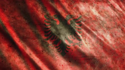 Distressed Grunge Albania Flag Waving Loop Animation