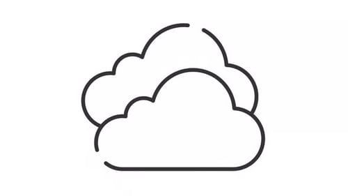Simple thin linear black animation of multicloud icon