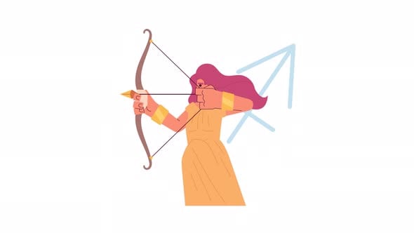 Sagittarius Zodiac Sign Archer Character Animated Illustration ...