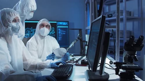 Group of Professional Engineer is Developing a Modern Microprocessor in a Futuristic Laboratory