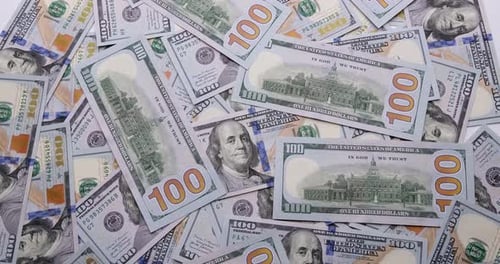 Cash USD Money Background One Hundred Dollar Banknotes Rotate in Close Up Macro View