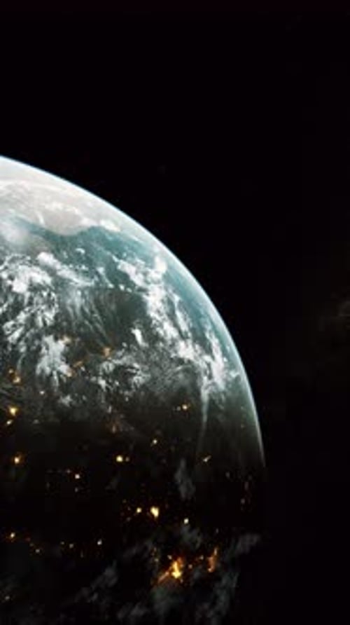 Illuminated Earth From Space At Night