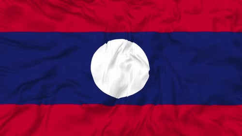 Waving Laos National Flag Seamless Loop Background