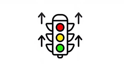 Flat Design Traffic Light Progress Icon Animation