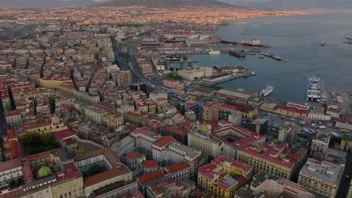 High Angle View of Town Development in Coastal Urban Borough and Harbour