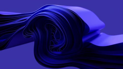 Sleek Blue 3D Curves Create a Serene Flowing Ribbon in a Deep Ocean Hue 3D Animation
