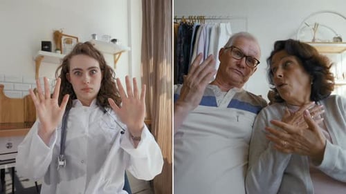 Female Doctor Video Chats with Senior Couple