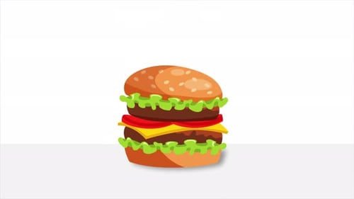 Falling Burger Animation 4K