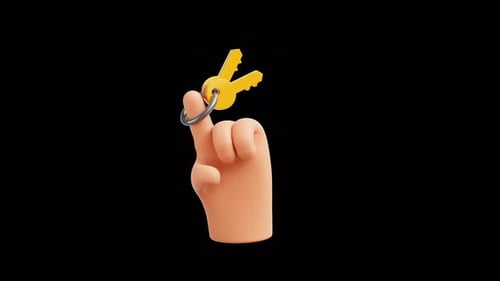 3D Hand Gesture Holding A Key Motion Graphics
