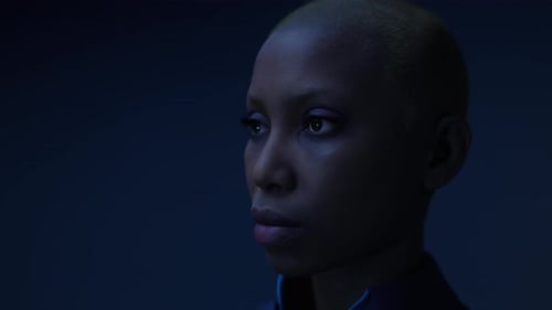 Futuristic Digital Human AI Avatar with Blinking Eyes