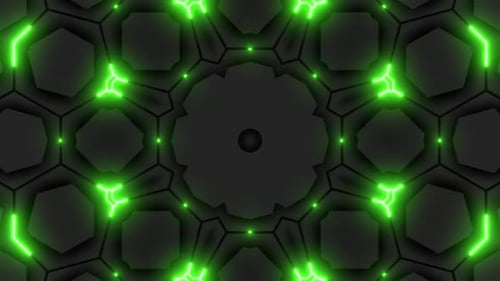 Motif hexagonal symétrique avec lignes vertes brillantes