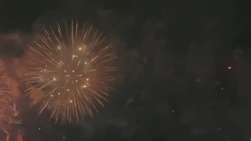 Bright Fireworks Exploding in Night Sky