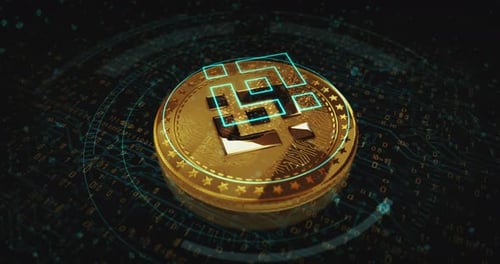 Futuristic Cryptocurrency Coin with Digital Circuit Board Animation