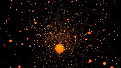 Dynamic Flow of Glowing Orange Particles Abstract Background