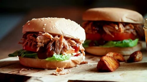 Close Up of Delicious Pulled Pork Sandwiches