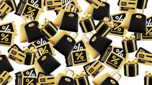 Black Friday Sale Shopping Items Falling Animation