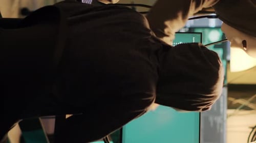 Vertical Video Dangerous Thief Gaining Database Access Into Computer System