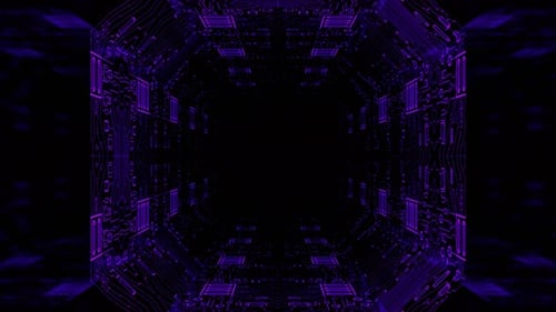 Purple And Light Yellow Neon Cyber Tunnel Strobes And Microchips Background Vj Loop In 4K