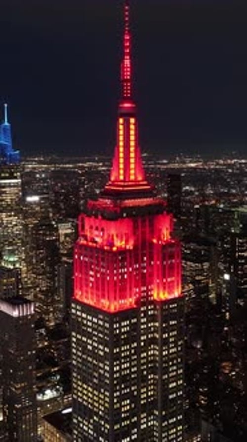 Night View of Empire State Building At Manhattan In New York United States.