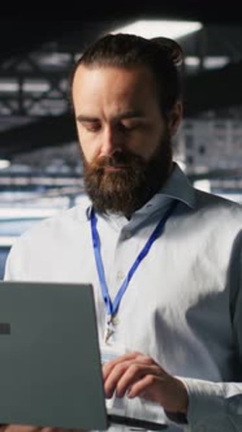 Vertical Video Computer Scientists on Data Center Platform Analyzing Performance Outputs