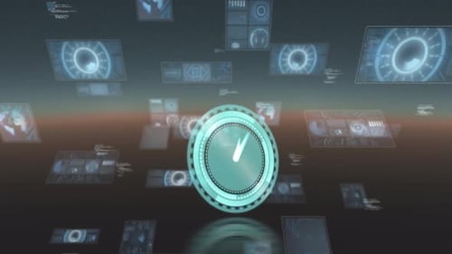 Digitaluhr, die die Zeit inmitten von Daten anzeigt