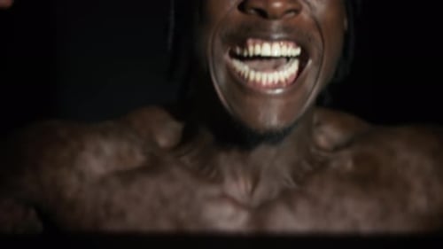 Aggressive Man Screaming Close Up