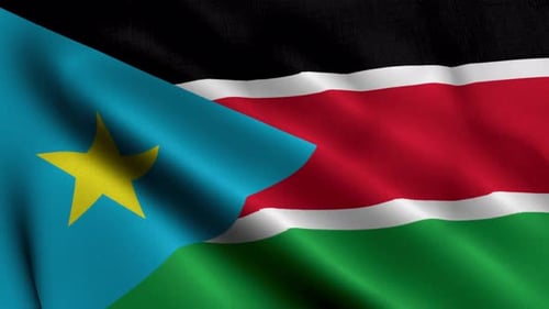 Realistic Waving Flag of South Sudan Seamless Loop Animation