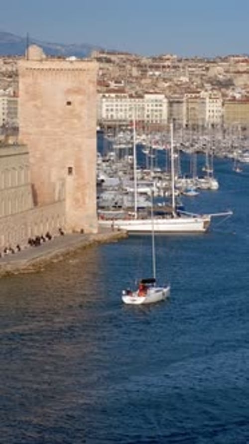 Yachts Coming to Marseille Old Port on Sunset Marseille France