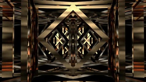 Golden Geometric Tunnel Loop Background