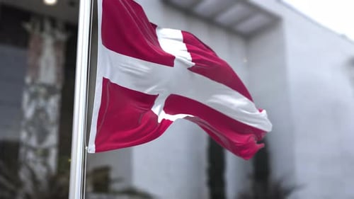 Realistic Denmark Flag Waving in Wind