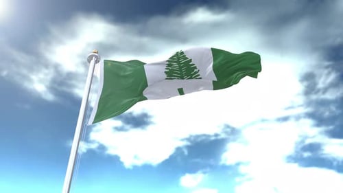 Realistic 3D Animated Flag Waving Under Cloudy Sky