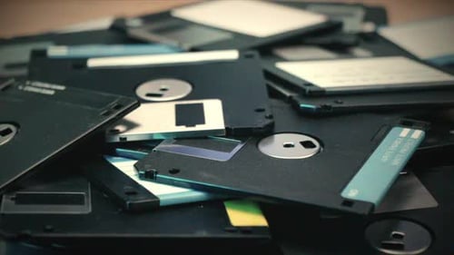 Floppy Disc FDD Close Up Using Diskette for Old PC Computer Macro Archive Programme or Music