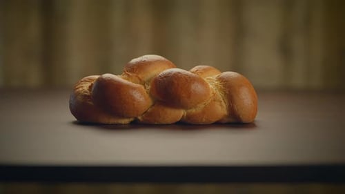 Golden Braided Loaf Removed from Table