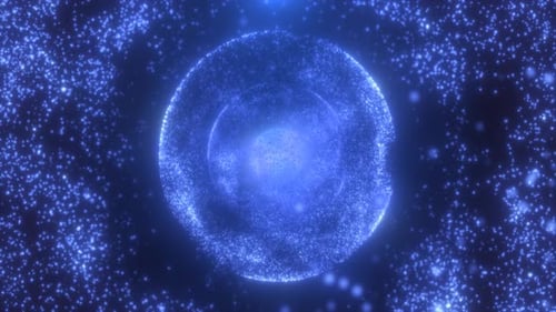 Glowing Blue Particle Rings Animation Background Loop