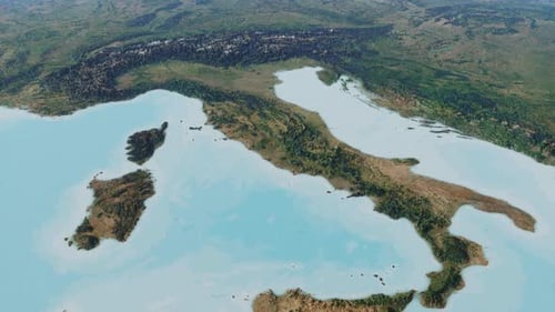 Flying Over Italy 3D Topographic Map Animation